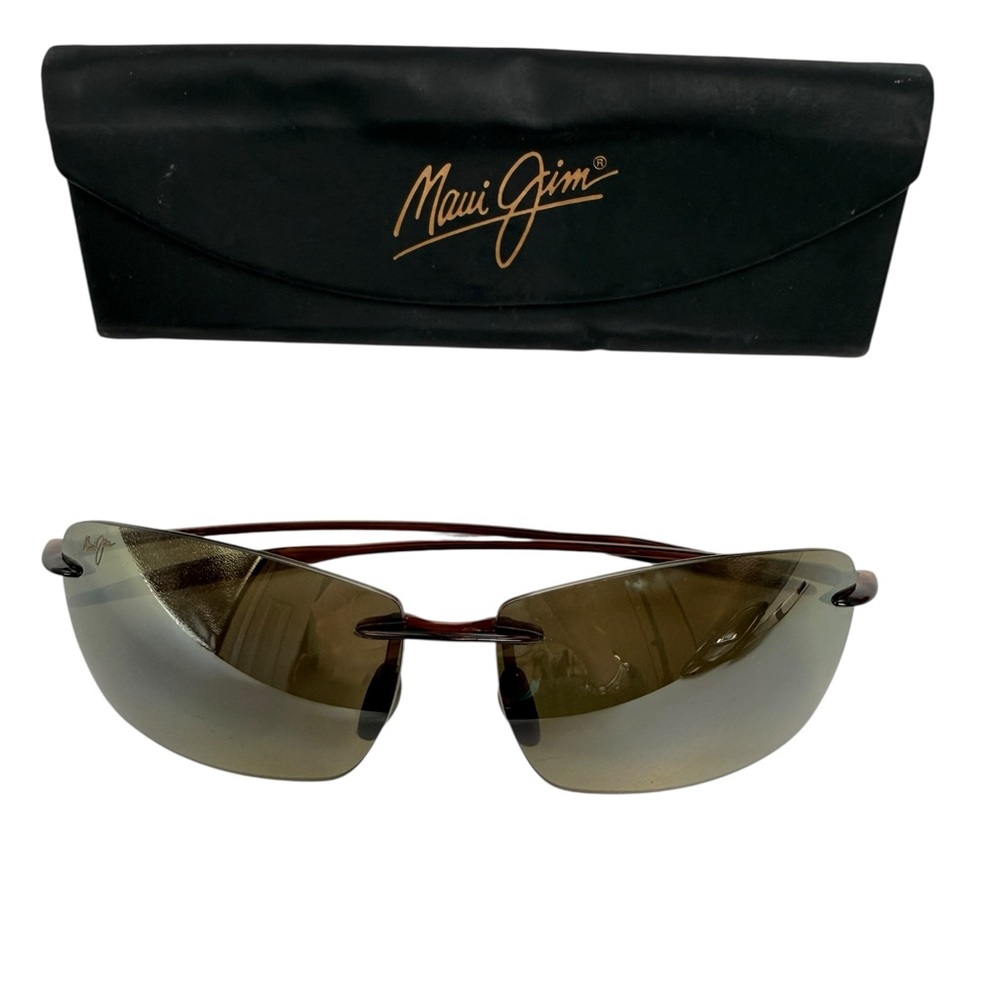Maui Jim Lighthouse wrap MJ 423-26 67-13-127 Stylish Brown Rimless Sunglasses